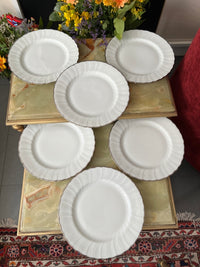 Lot de 6 assiettes blanc et argent 24,5 cm Porcelaine de Limoges Bernardaud modèle Verdi