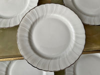 Lot de 6 assiettes blanc et argent 24,5 cm Porcelaine de Limoges Bernardaud modèle Verdi