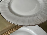Lot de 6 assiettes blanc et argent 24,5 cm Porcelaine de Limoges Bernardaud modèle Verdi