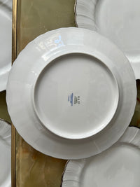 Lot de 6 assiettes blanc et argent 24,5 cm Porcelaine de Limoges Bernardaud modèle Verdi