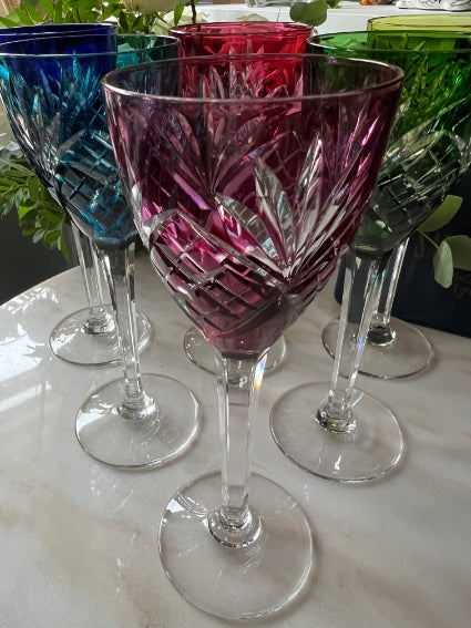 Lot de 6 verres roemers Cristal Saint Louis modèle Chantilly très bon état