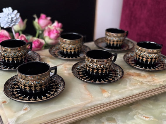 Lot de 6 tasses céramique anglaise victorienne Gibson and Son 19ème siècle