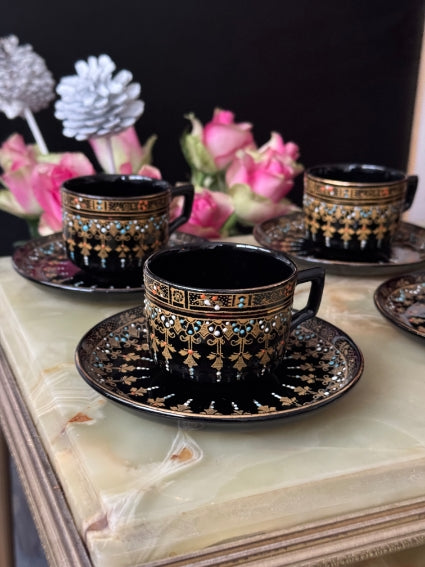 Lot de 6 tasses céramique anglaise victorienne Gibson and Son 19ème siècle