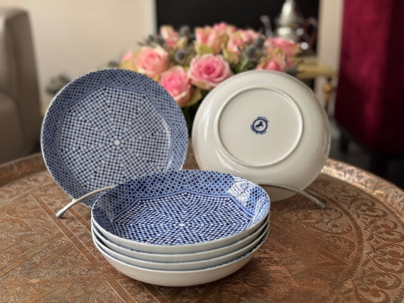 Lot de 6 assiettes creuses céramique COCEMA de Fès, Maroc