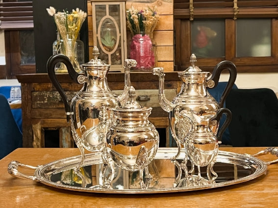 Service à thé et café Christofle Malmaison métal argenté vintage très bon état