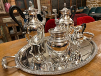 Service à thé et café Christofle Malmaison métal argenté vintage très bon état