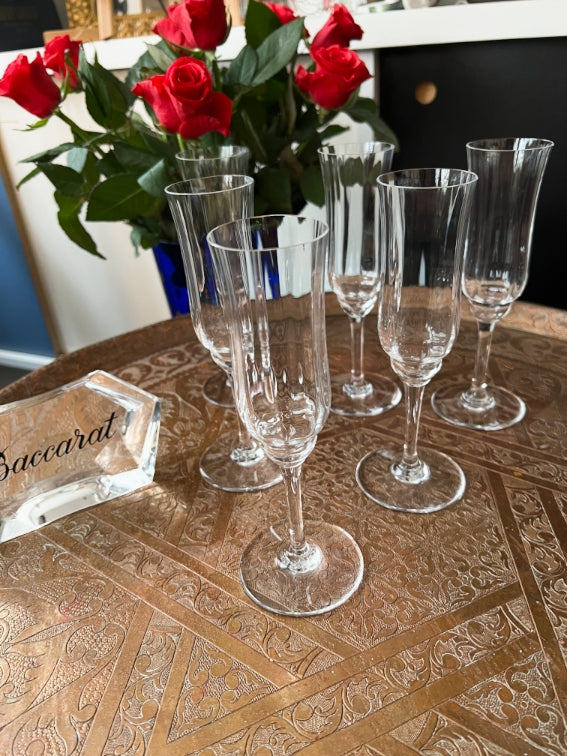 Lot de 6 flûtes à champagne Cristal Baccarat Capri signées avec boîte d'origine