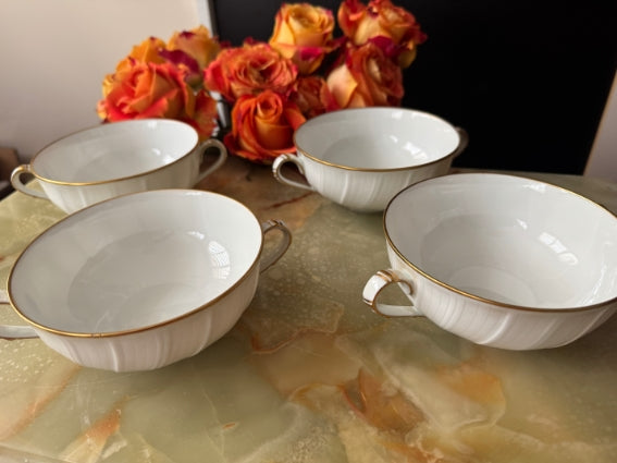 Lot de 4 bols à anses Porcelaine de Limoges Bernardaud modèle Verlaine