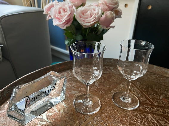  Lot de 2 verres à vin rouge Cristal Baccarat Capri signés très bon état