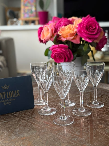 Lot de 6 verres à vin Cristal Saint Louis modèle Bristol signés très bon état