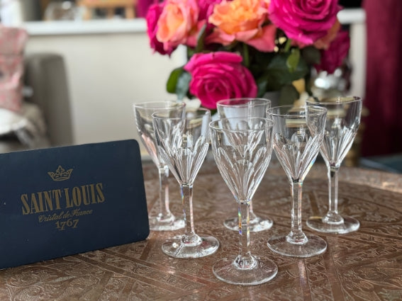 Lot de 6 verres à vin Cristal Saint Louis modèle Bristol signés très bon état