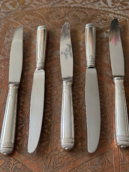 Christofle modèle Malmaison 6 couteaux de table métal argenté très bon état