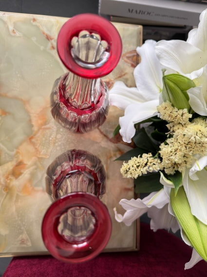 Lot de 2 carafes Cristal Saint Louis rouges très bon état années 30