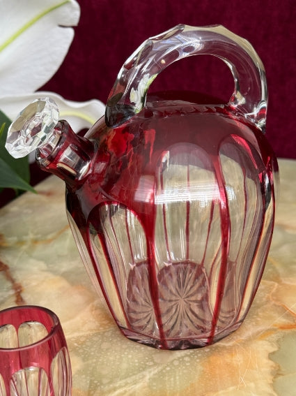 Service à liqueur Cristal Saint Louis rouge très bon état années 30