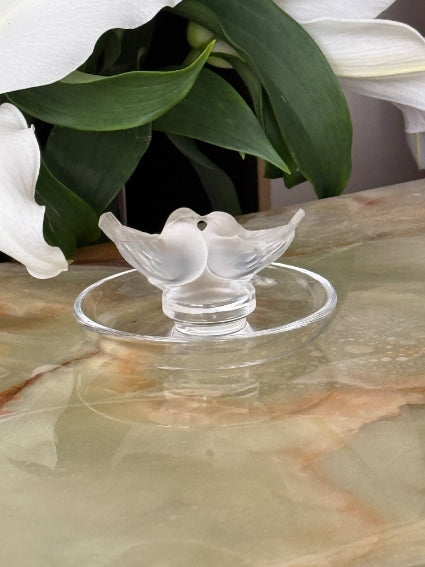 Baguier cristal Lalique deux colombes