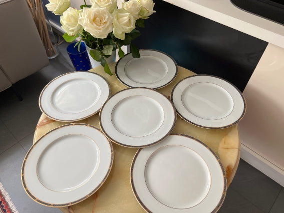 Lot de 6 assiettes 26,5 cm Porcelaine de Limoges Bernardaud Antinea Anthracite