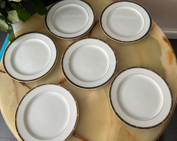 Lot de 6 assiettes 21 cm Porcelaine de Limoges Bernardaud Antinea Anthracite