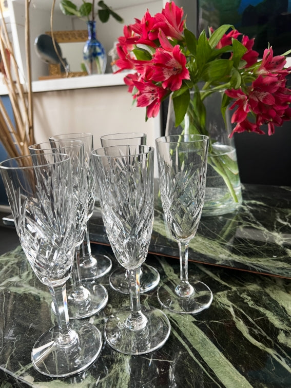 Lot de 6 flûtes à champagne Cristal Saint Louis modèle Chantilly très bon état
