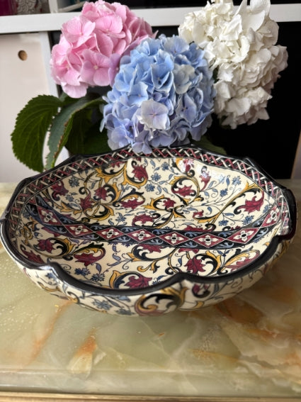 Plat melonnière faïence de Gien décor Moyen Age diamètre 27 cm