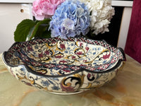 Plat melonnière faïence de Gien décor Moyen Age diamètre 27 cm