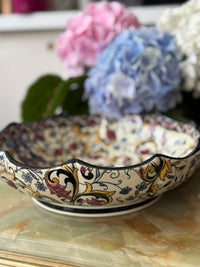 Plat melonnière faïence de Gien décor Moyen Age diamètre 27 cm