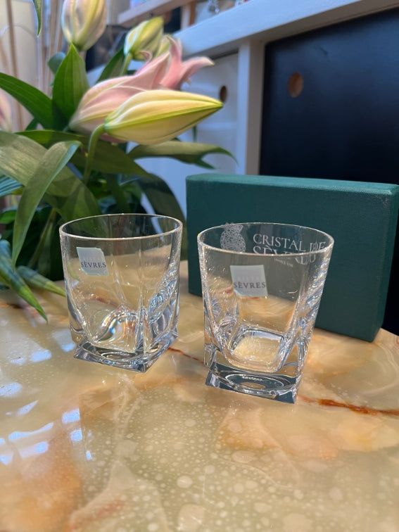 Lot de 2 verres à porto cristal de Sèvres modèle Islay + boîte