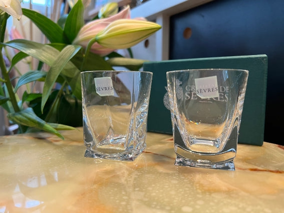 Lot de 2 verres à porto cristal de Sèvres modèle Islay + boîte