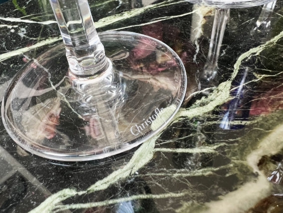 Rare série de 6 Flûtes à champagne cristal Christofle collection Kawali avec boîte