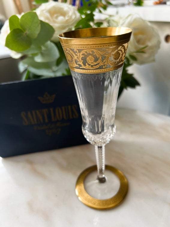 Thistle Gold Crystal Saint Louis champagne flute very good condition