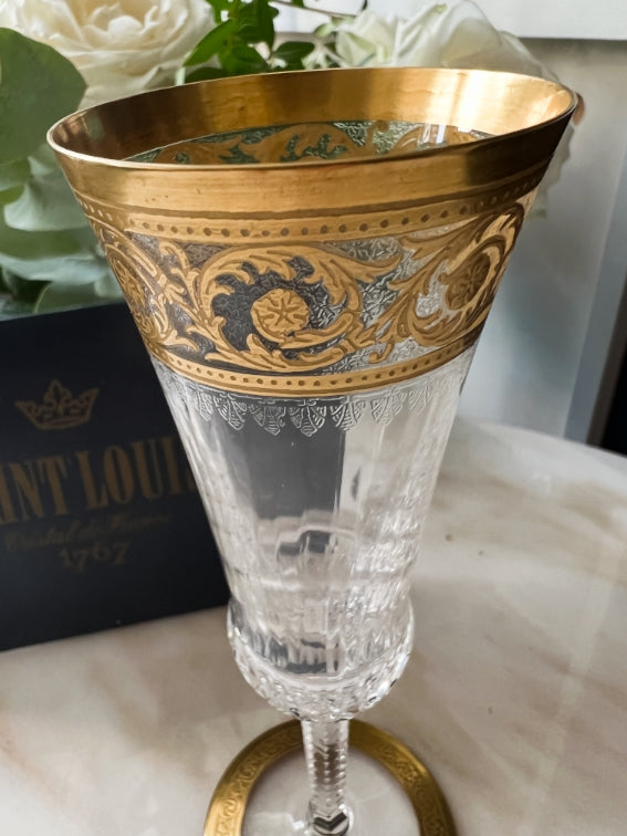 Thistle Gold Crystal Saint Louis champagne flute very good condition