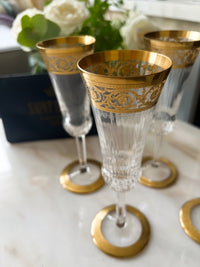 Lot de 4 Flûtes à champagne Thistle Or Cristal Saint Louis très bon état
