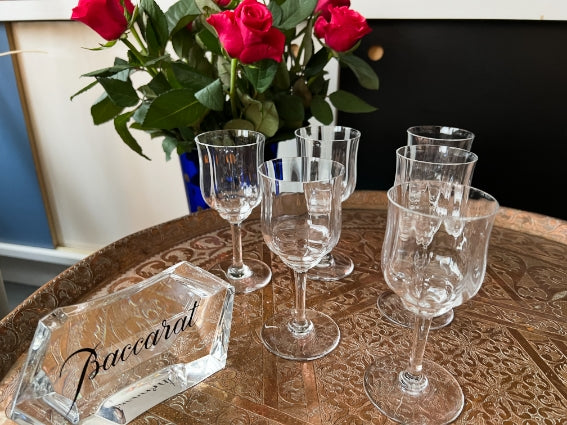 Lot de 6 verres à vin blanc Cristal Baccarat Capri signés avec boîte d'origine