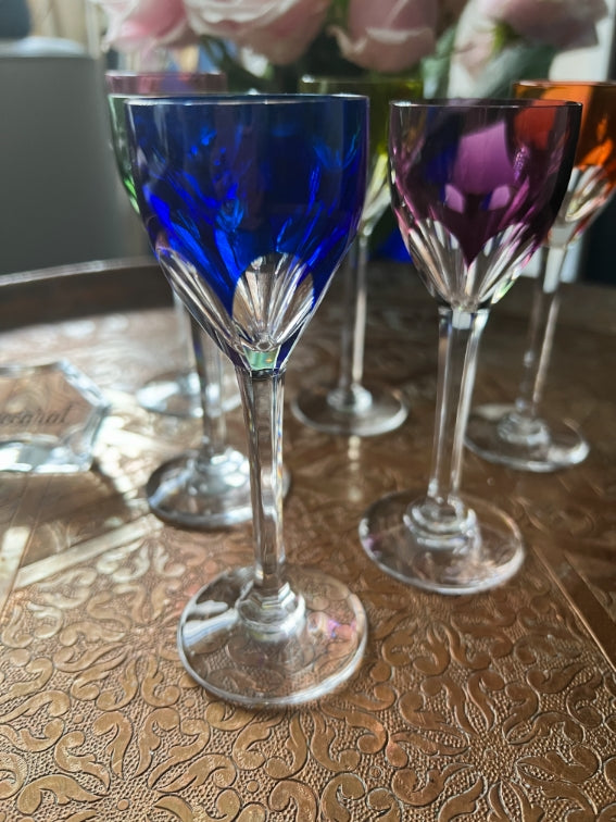 Lot de 6 verres à liqueur Genova multicolores estampillés très bon état