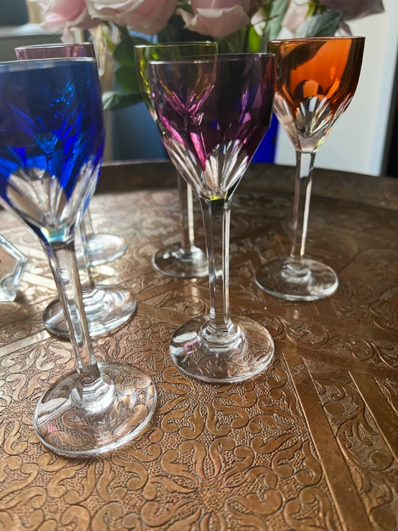 Lot de 6 verres à liqueur Genova multicolores estampillés très bon état
