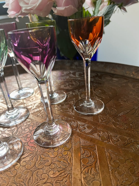 Lot de 6 verres à liqueur Genova multicolores estampillés très bon état