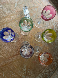 Lot de 6 verres à liqueur Genova multicolores estampillés très bon état