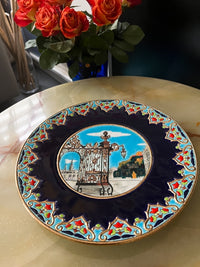 Superbe assiette en émaux de Longwy / Décor Nancy 32 cm