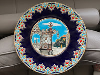 Superbe assiette en émaux de Longwy / Décor Nancy 32 cm