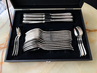 Set de 24 pièces Christofle modèle Spatours métal argenté très bon état avec écrin