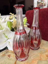 Lot de 2 carafes Cristal Saint Louis rouges très bon état années 30