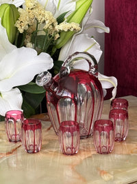 Service à liqueur Cristal Saint Louis rouge très bon état années 30