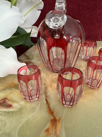 Service à liqueur Cristal Saint Louis rouge très bon état années 30