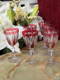 Lot de 6 verres à vin Cristal Saint Louis rouges très bon état années 30