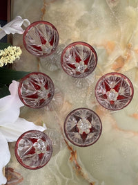 Lot de 6 verres à vin Cristal Saint Louis rouges très bon état années 30
