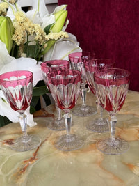 Lot de 6 verres à porto Cristal Saint Louis rouges très bon état années 30