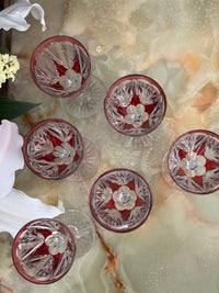 Lot de 6 verres à porto Cristal Saint Louis rouges très bon état années 30