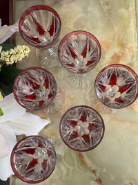 Lot de 6 verres à eau Cristal Saint Louis rouges très bon état années 30