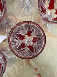 Lot de 6 verres à eau Cristal Saint Louis rouges très bon état années 30