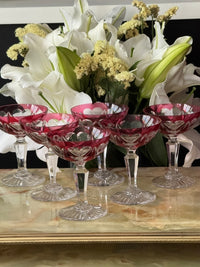 Lot de 6 coupes à champagne Cristal Saint Louis rouges très bon état années 30