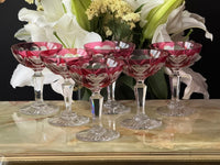 Lot de 6 coupes à champagne Cristal Saint Louis rouges très bon état années 30